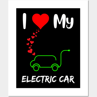 I love electric cars funny electric vehicle owner heart Posters and Art